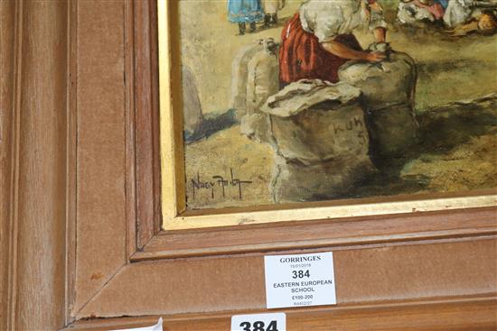 Eastern European School Market scenes 15.5 x 19.5in.